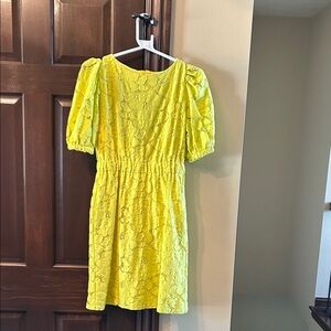 Maggy London Sunny Yellow Lace Mini Dress